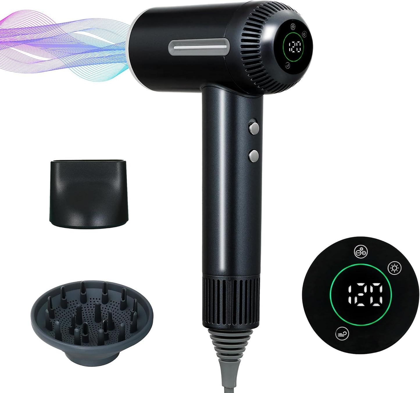 ONWAY Ionic Hair Dryer: Intelligent Control, LCD Display, Self-Cleaning Mode