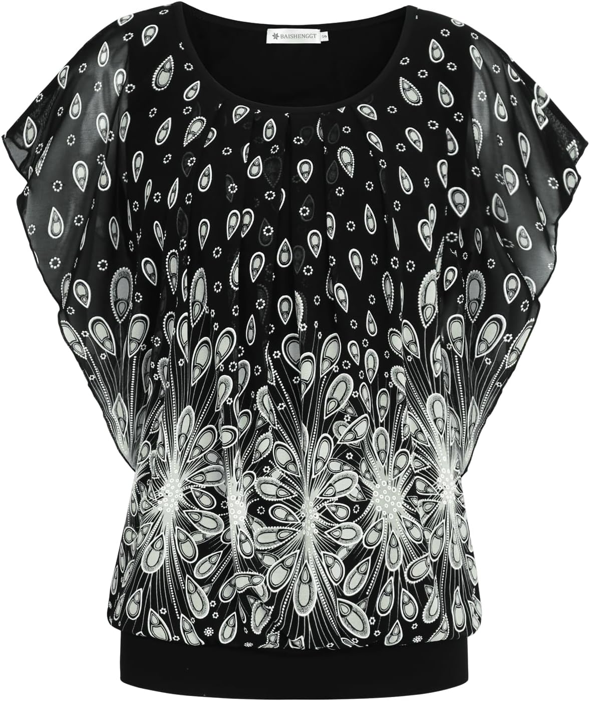 BAISHENGGT Womens Summer Tops Flutter Short Sleeve Blouses