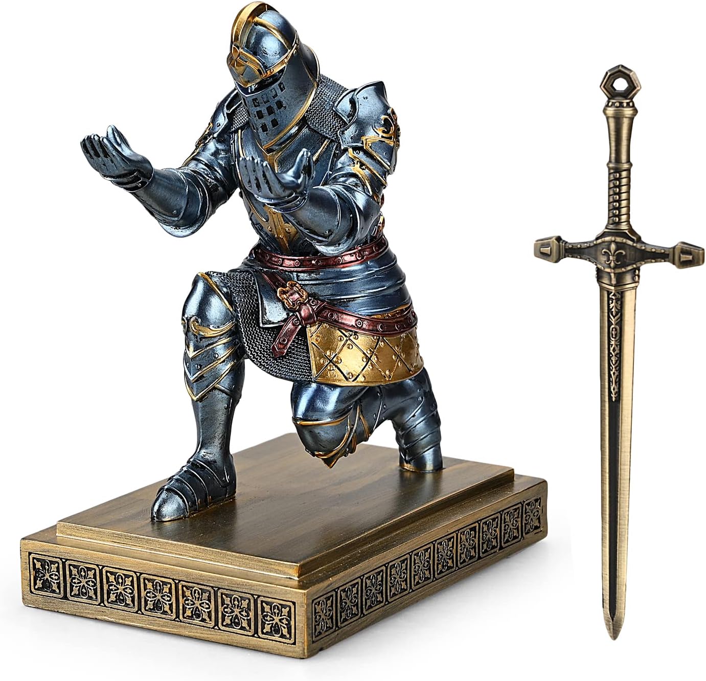 King's Guard Knight Pen Holder for Desk - Unique Resin Design