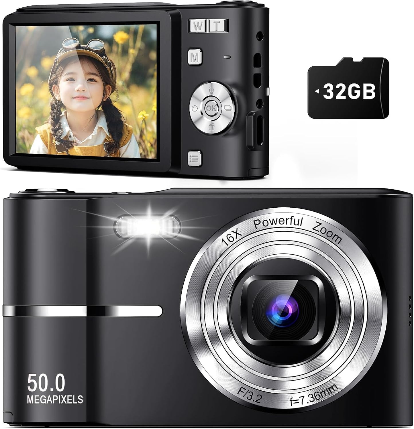 Qumcou 50MP HD Kids Camera with Zoom & Anti Shake