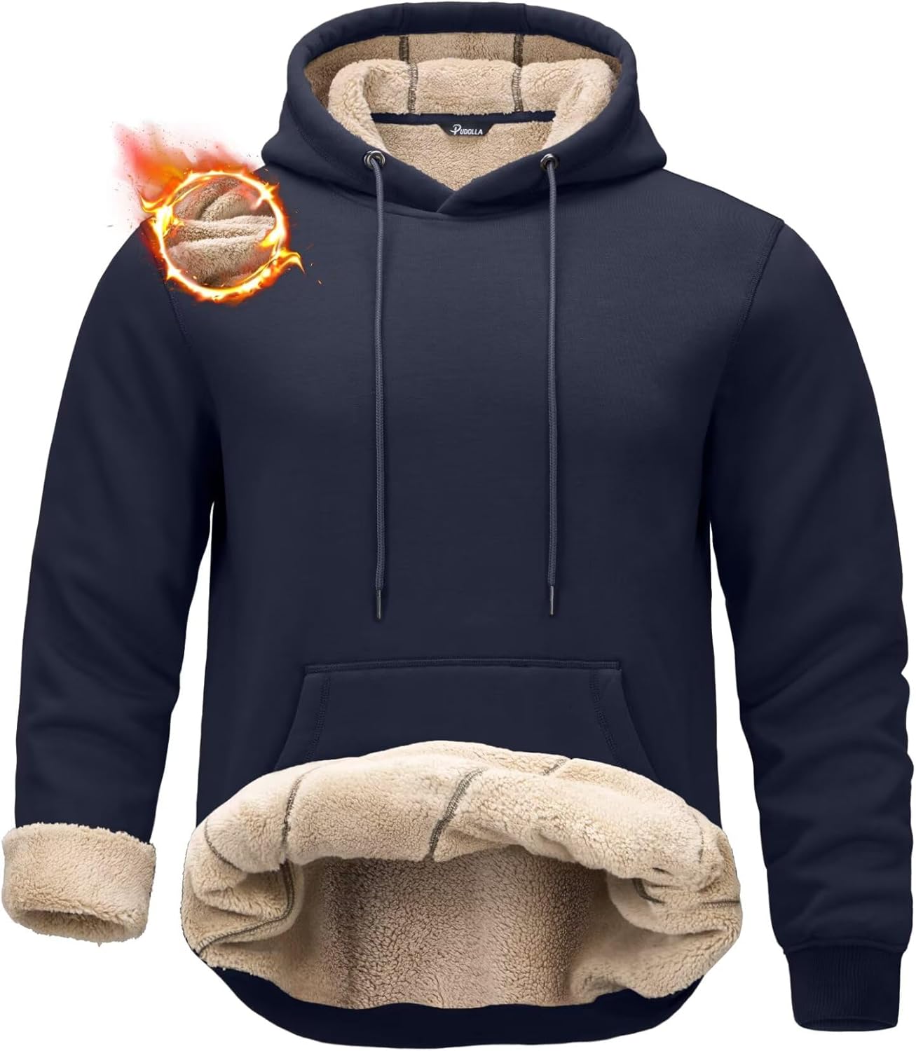 Pudolla Men's Sherpa Hoodie Pullover for Winter Warmth