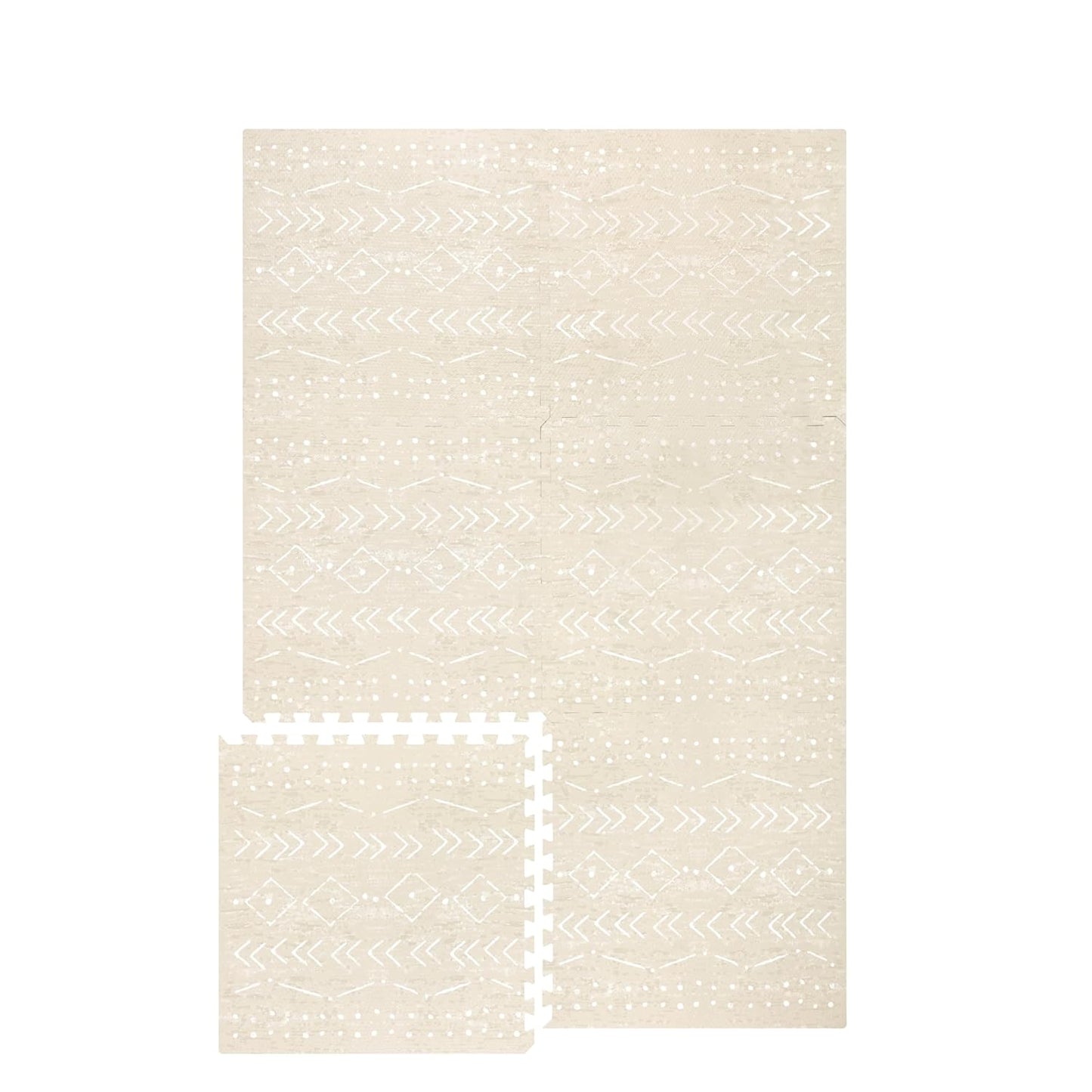 Baby Play Mat for Floor 4x6ft Beige - Soft Non Toxic EVA Foam