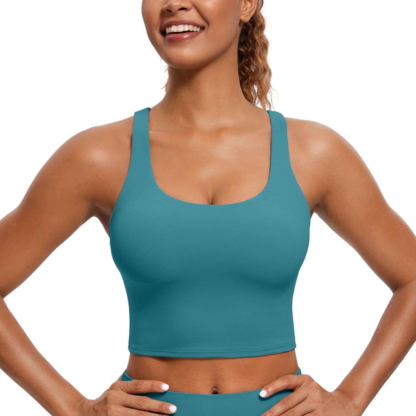 CRZ YOGA Butterluxe Longline Sports Bra - Supportive Padded Strappy Tank