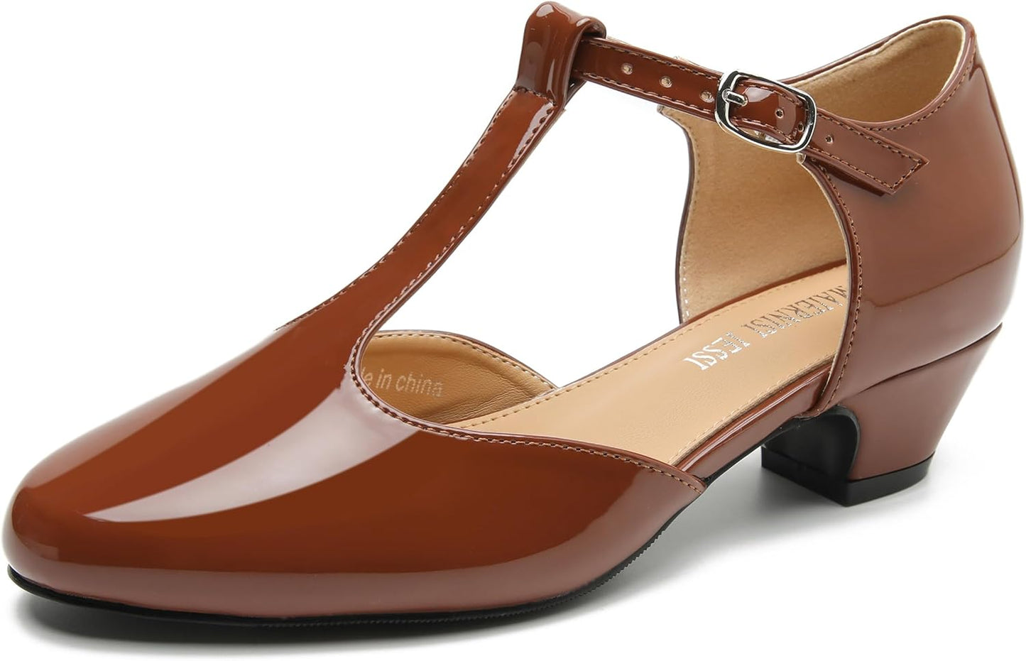 Stylish T-Strap Low Chunky Heel Mary Jane Pumps for Women