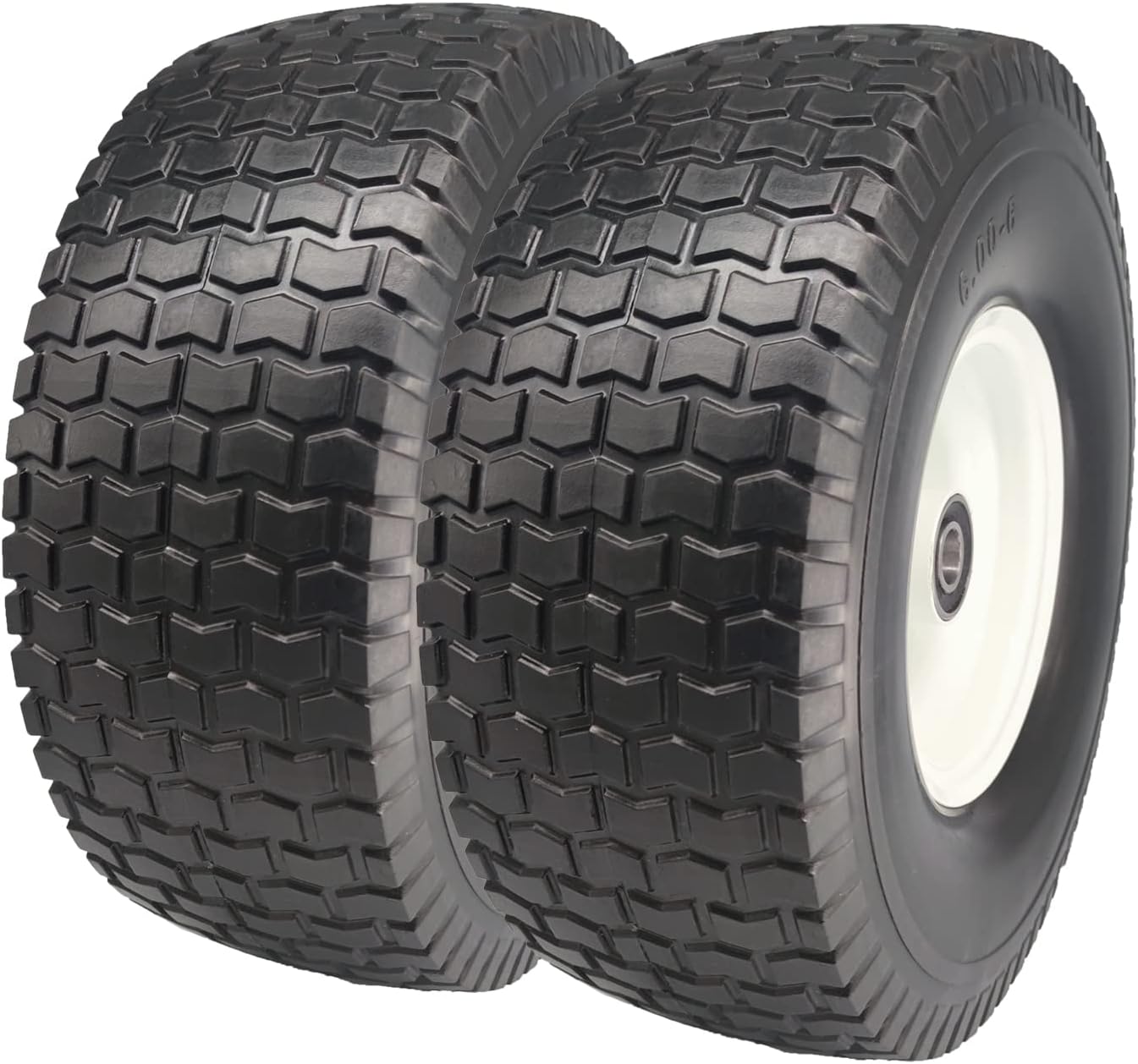 Flat Free Tire 15x6.00-6 for Lawn Mower Replacement Set of 2