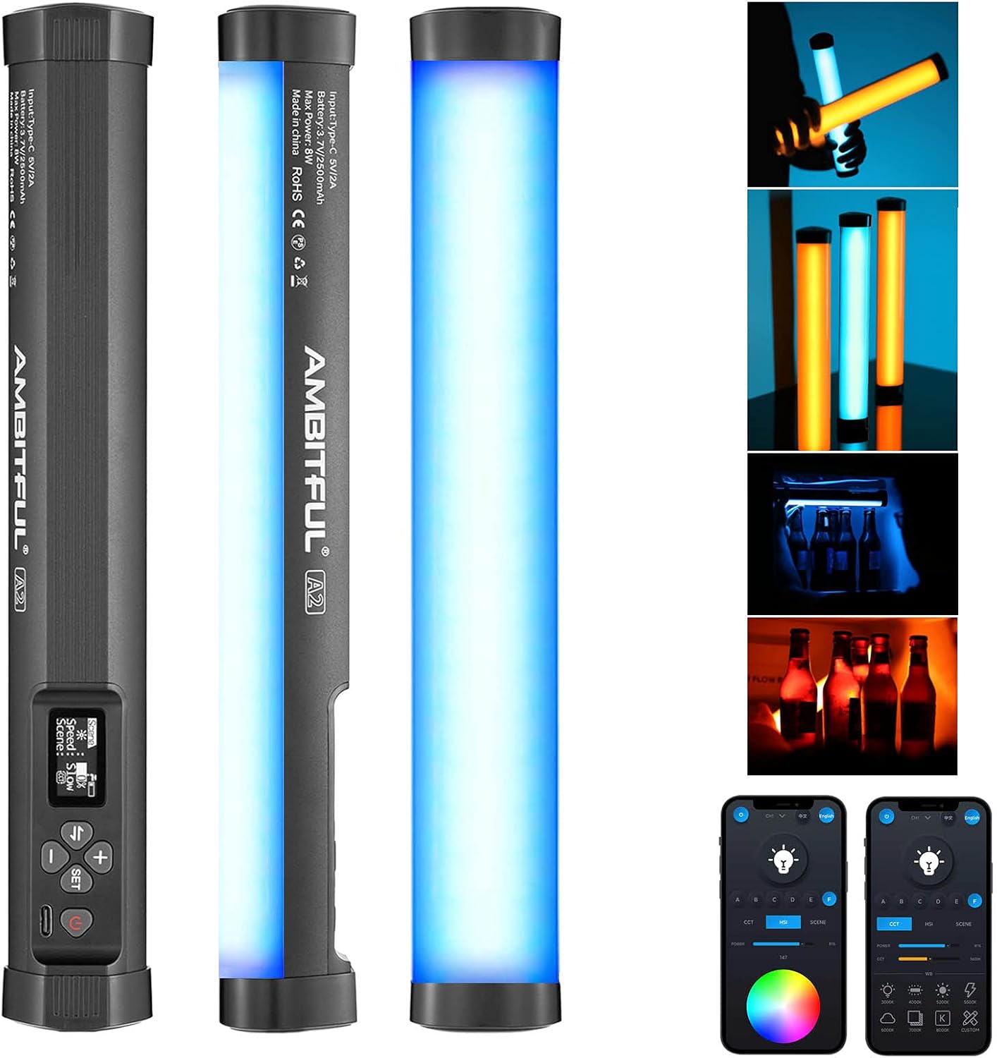 AMBITFUL A2 Full-Color RGB Tube Light for Creative Lighting