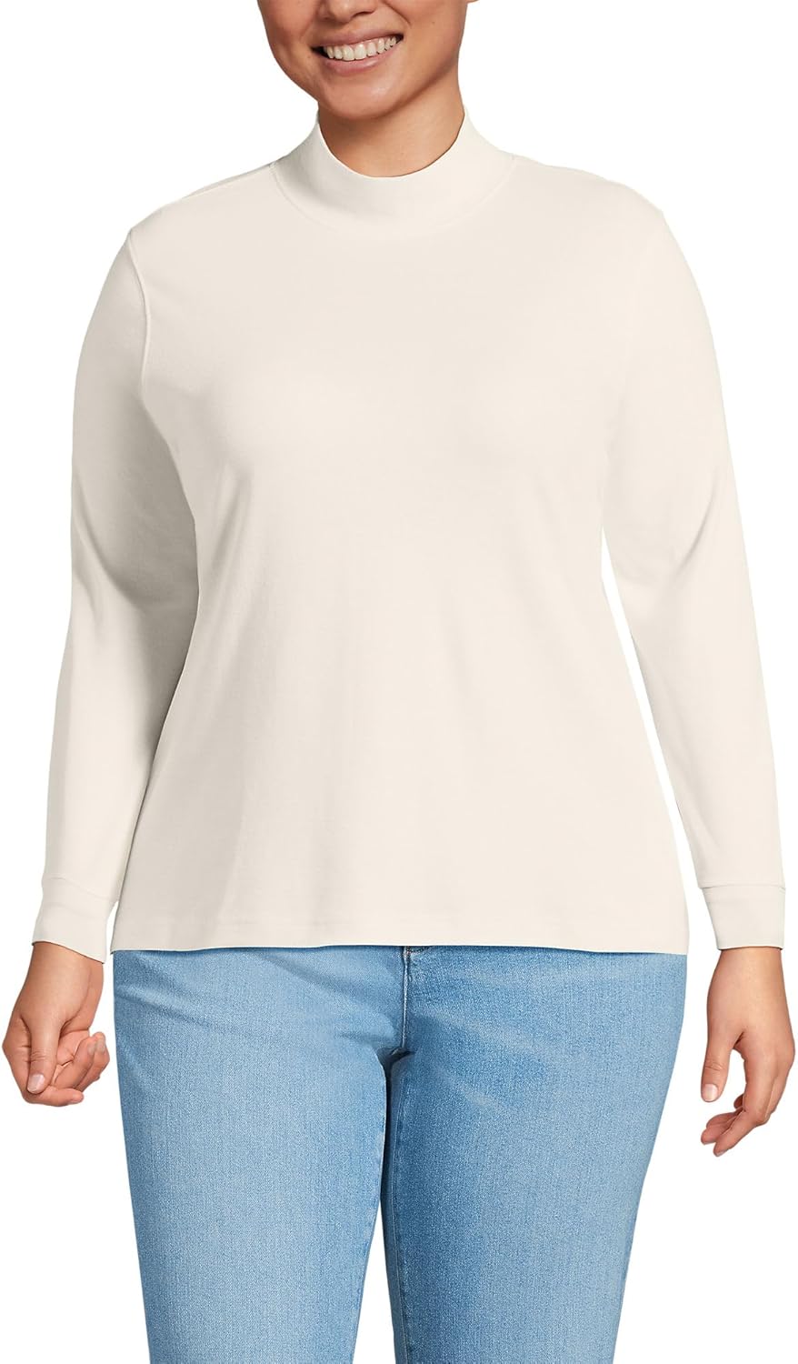 Lands' End Women's Relaxed Cotton Long Sleeve Turtleneck Shirt