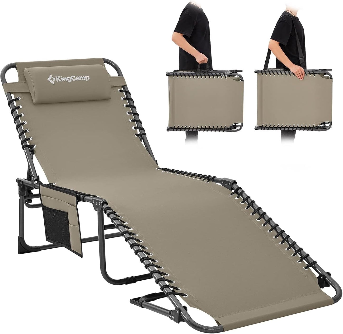 KingCamp Lounge Chair Outdoor - Portable Adjustable Tanning Lounger