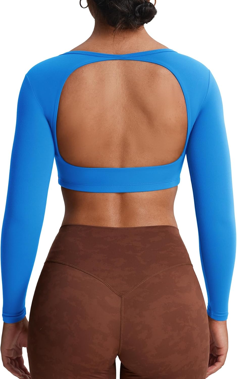Aoxjox Long Sleeve Crop Tops for Women - Backless Workout Tee