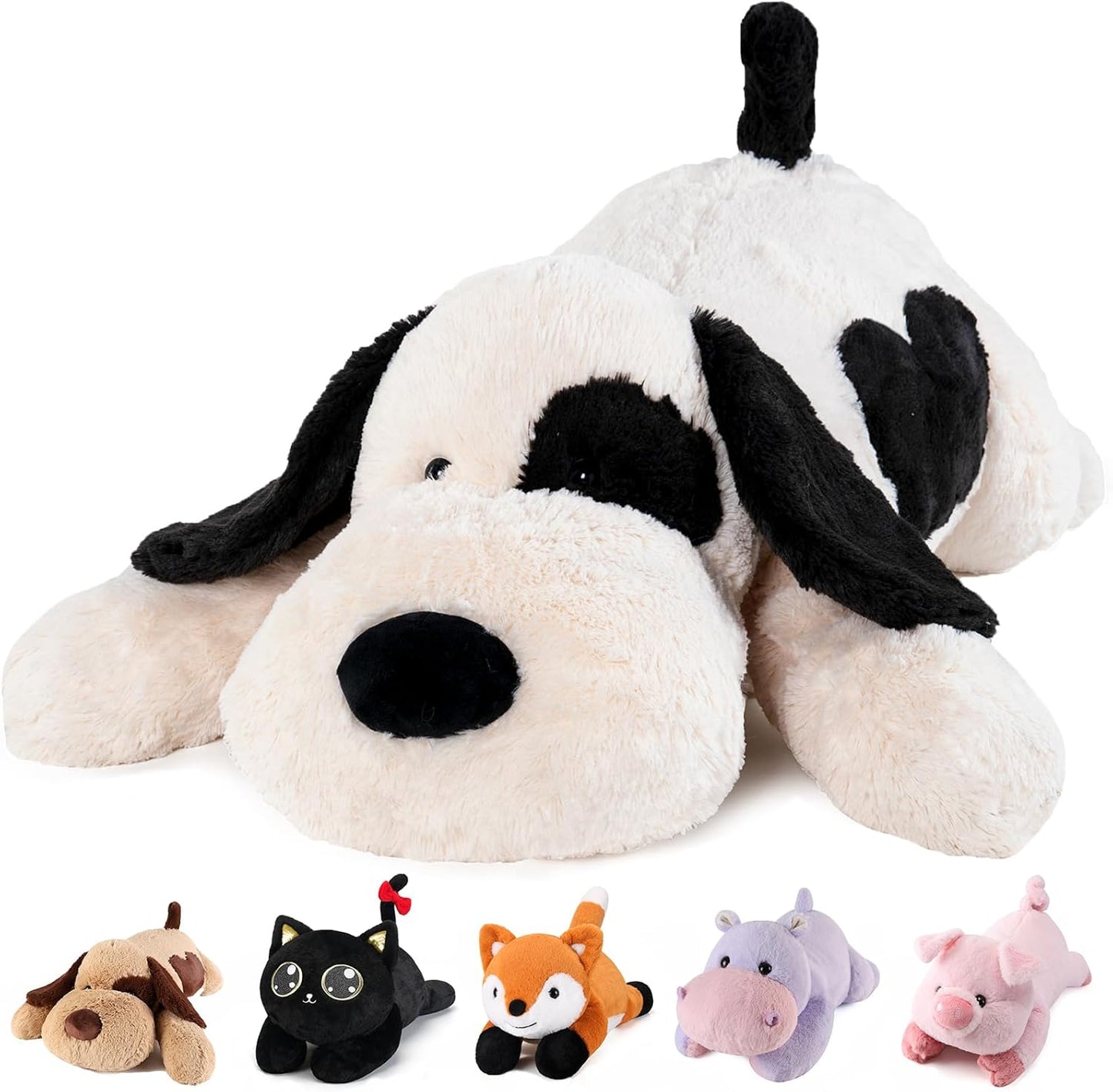 Meowtastic Black & White Dog Weighted Stuffed Animals for Comfort