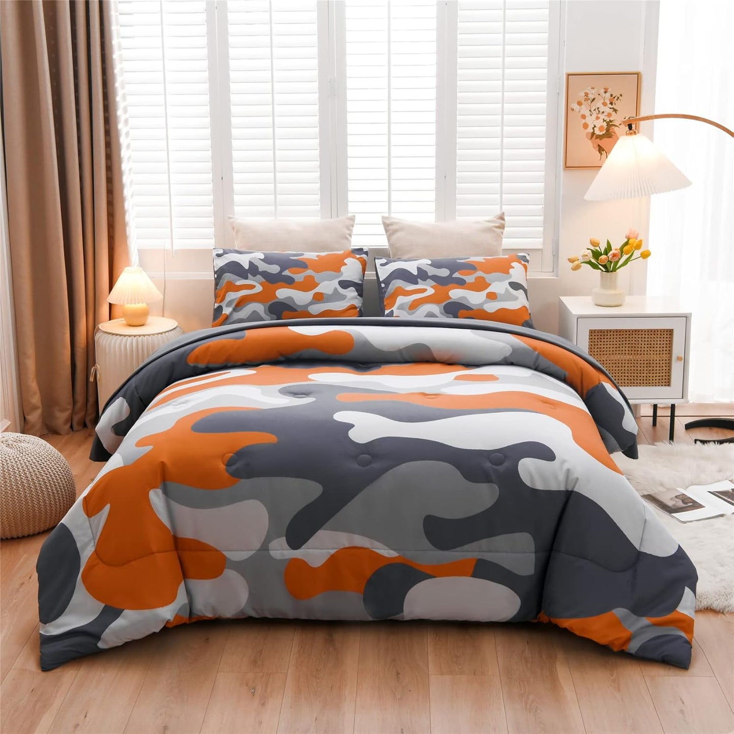 Kids Camo Bedding Set for Boys and Girls - Twin Comforter Set