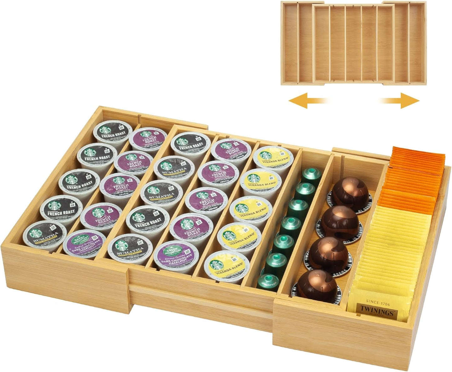 MinBoo Bamboo K Cup Holder: Expandable Coffee Pod Organizer