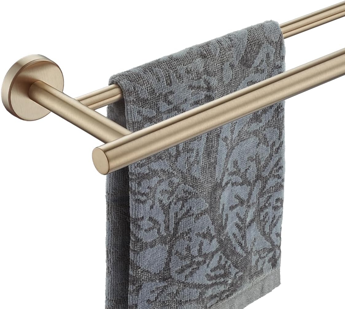 JQK Double Towel Bar in Champagne Bronze for Stylish Bathrooms