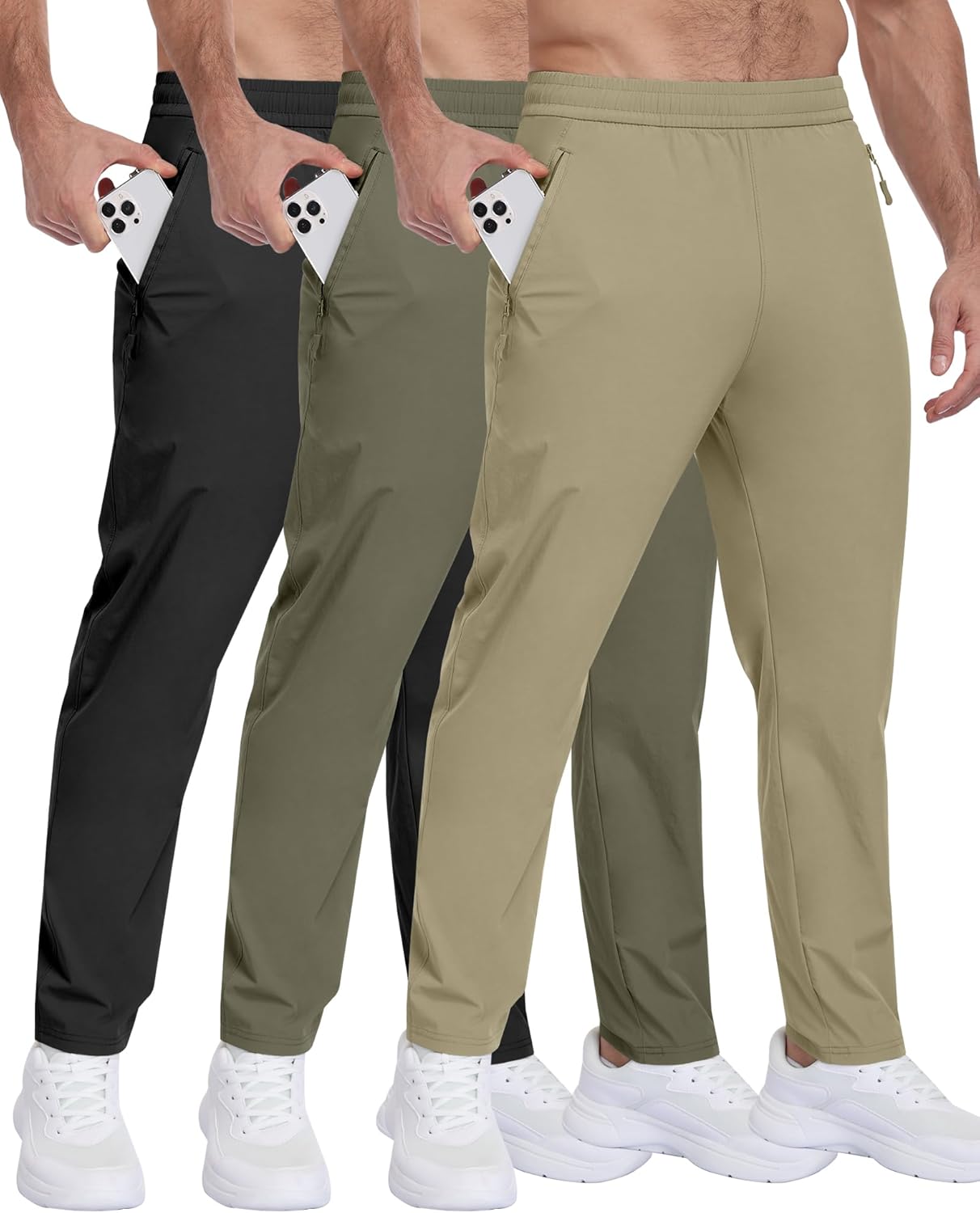 3 Pack Mens Athletic Hiking Pants with Zipper Pockets Review