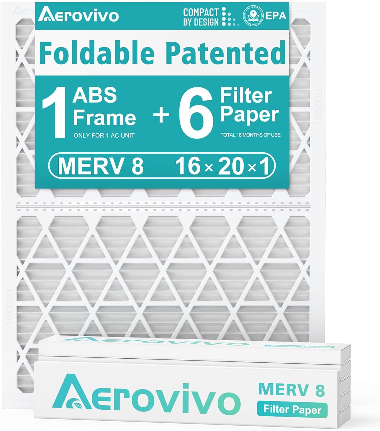 Cleaner Air Guaranteed with Reusable 16x20x1 MERV 8 Filter Kit by AErovivo
