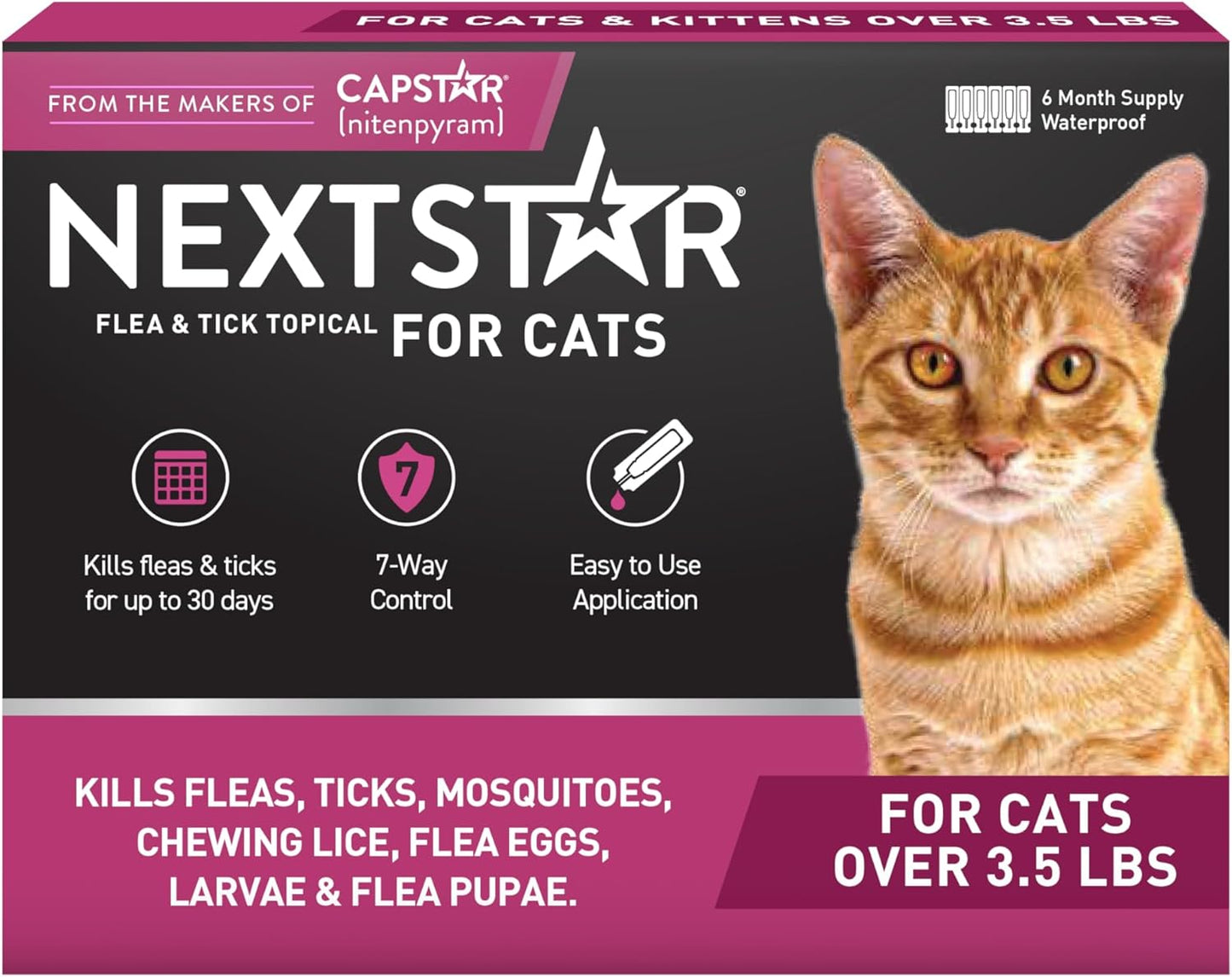 NEXTSTAR Flea and Tick Prevention for Cats - Fast Acting Drops
