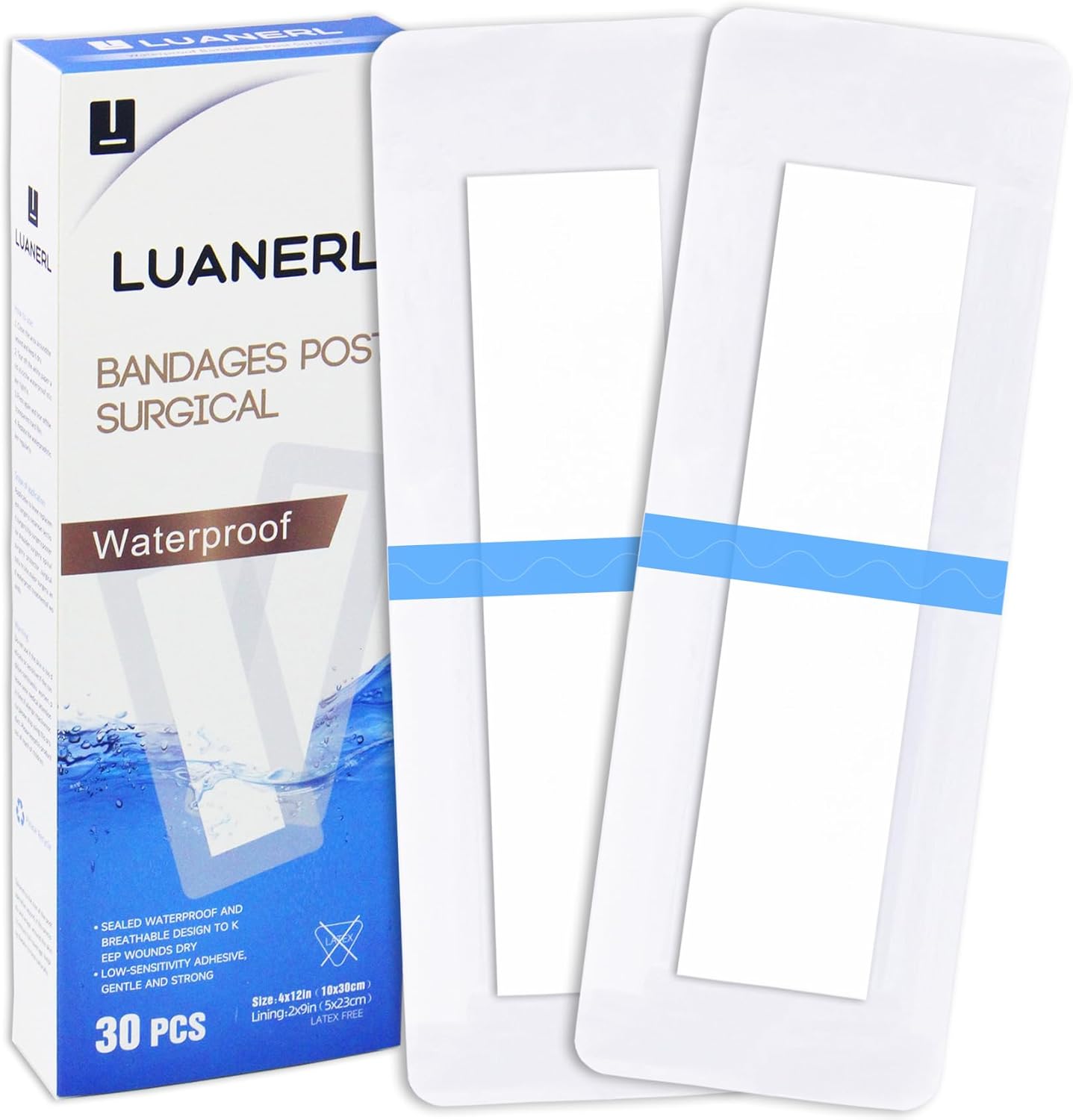 30 Pack Waterproof Adhesive Island Dressing for Post-Surgery Care