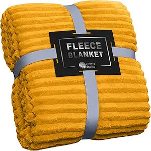 GO Fleece Blanket Orange Yellow Throw Blanket for Cozy Comfort