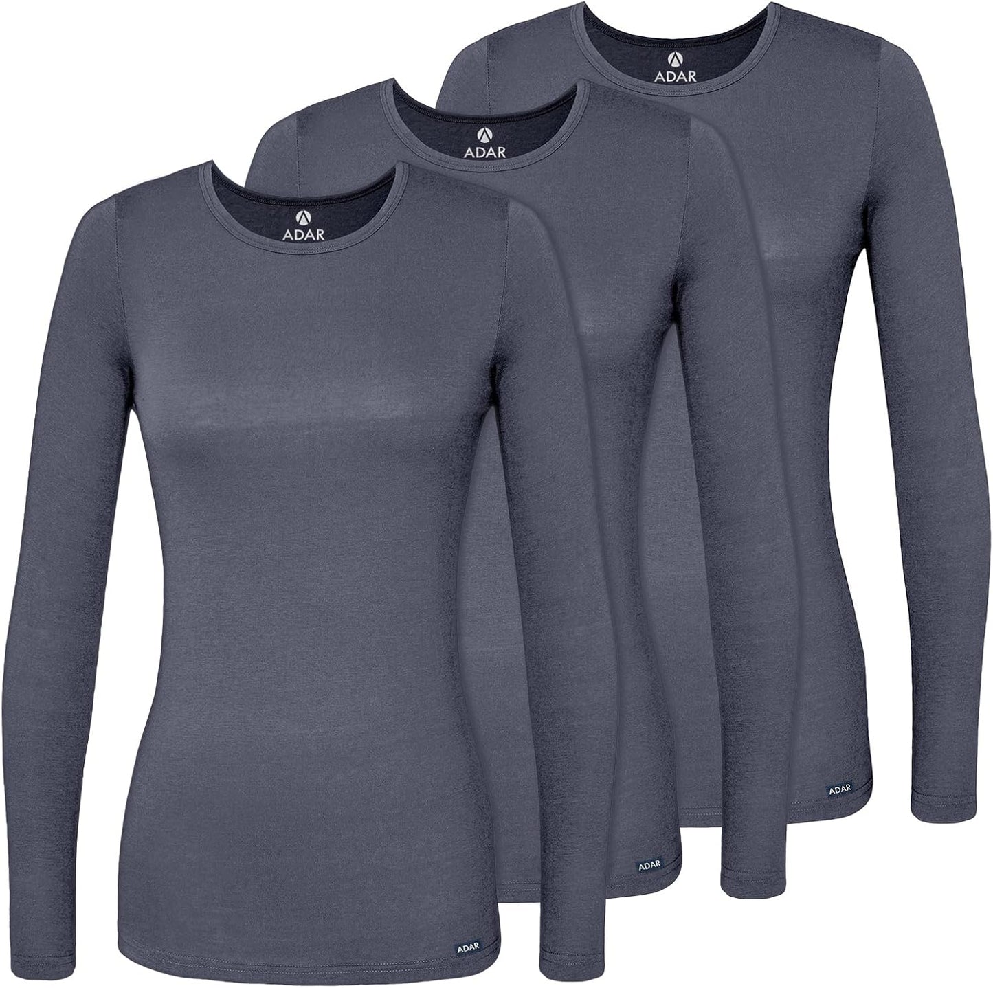 Adar Underscrubs for Women - Long Sleeve Comfort Tee 3 Pack