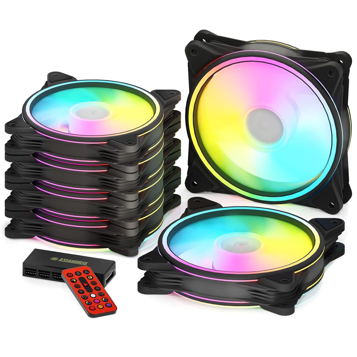 120mm RGB Fans with Hub and Remote for Ultimate PC Cooling