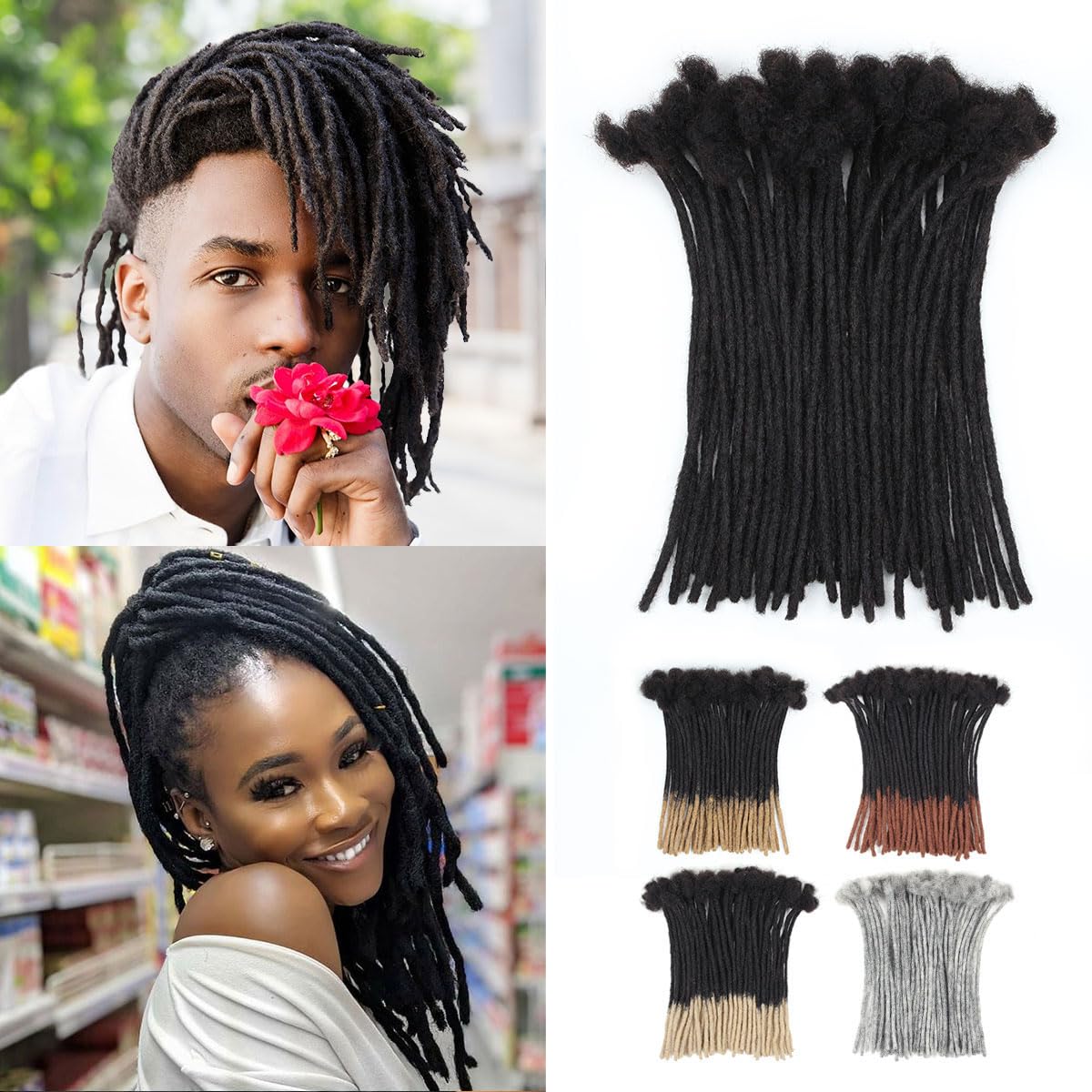 10 Inch 50 Strands Loc Extensions for Men and Women, Soft Dreads