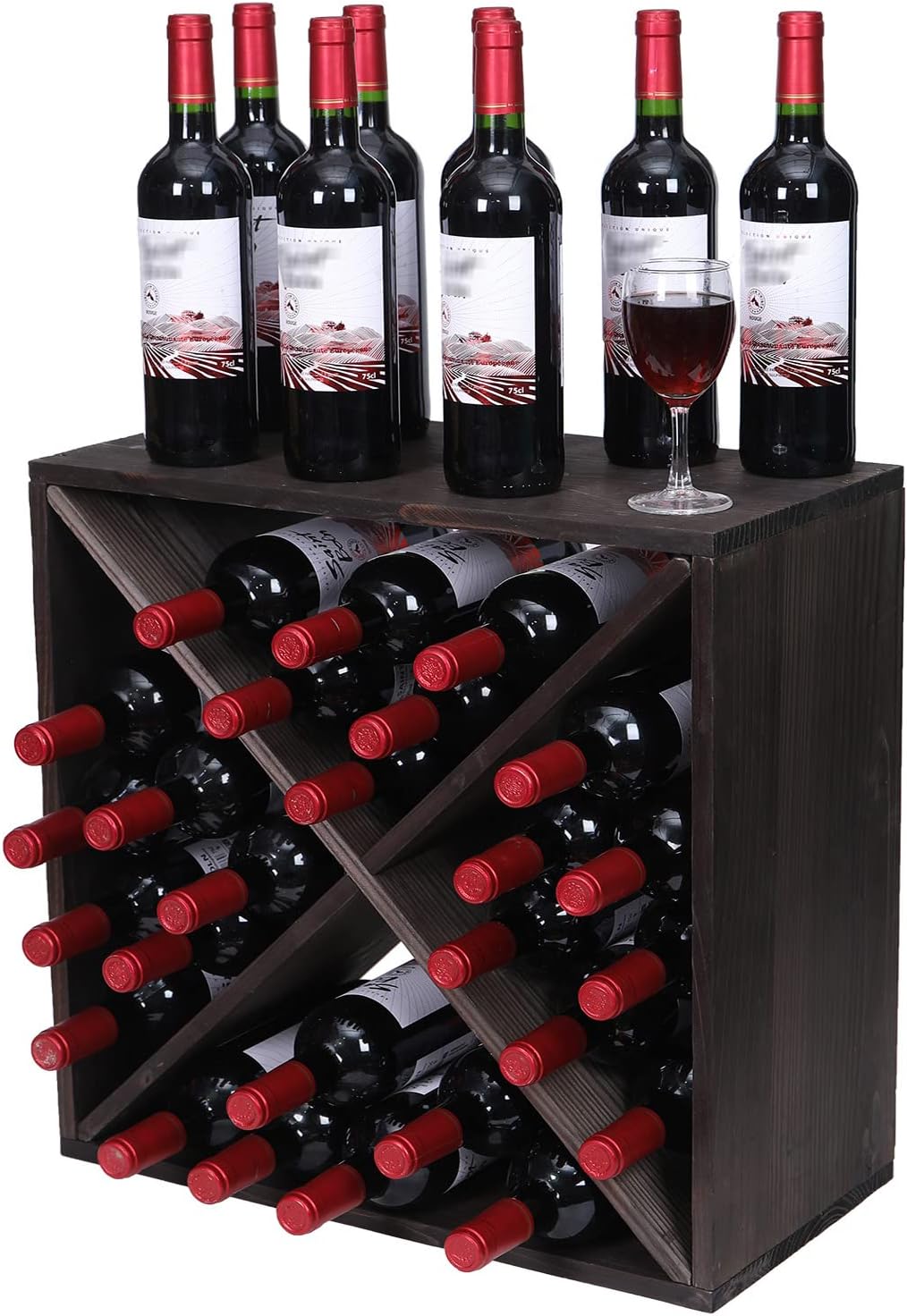 Wooden Stackable Wine Rack Cabinet for 24 Bottles Storage