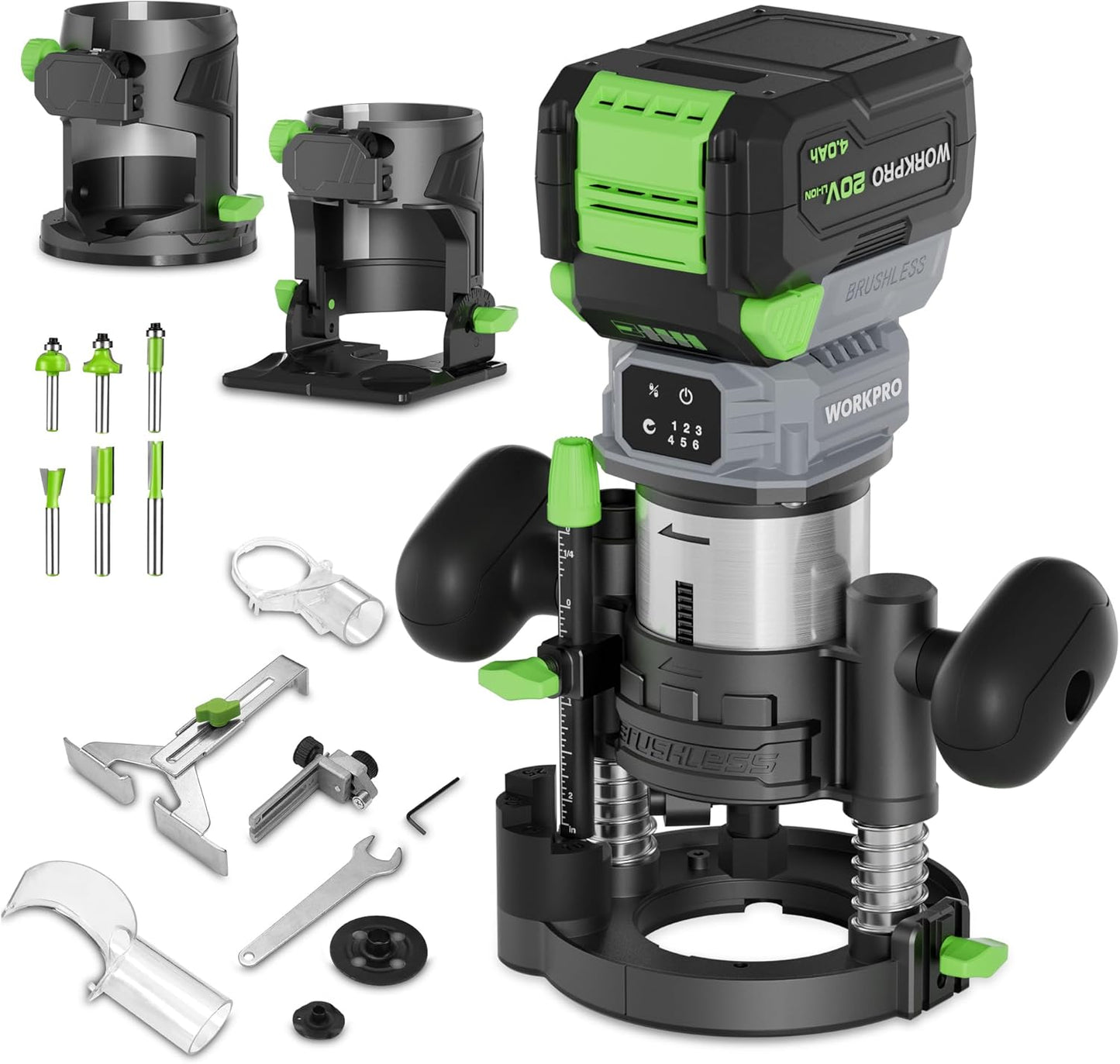 WORKPRO 20V Cordless Compact Router Tool for Precision Routing
