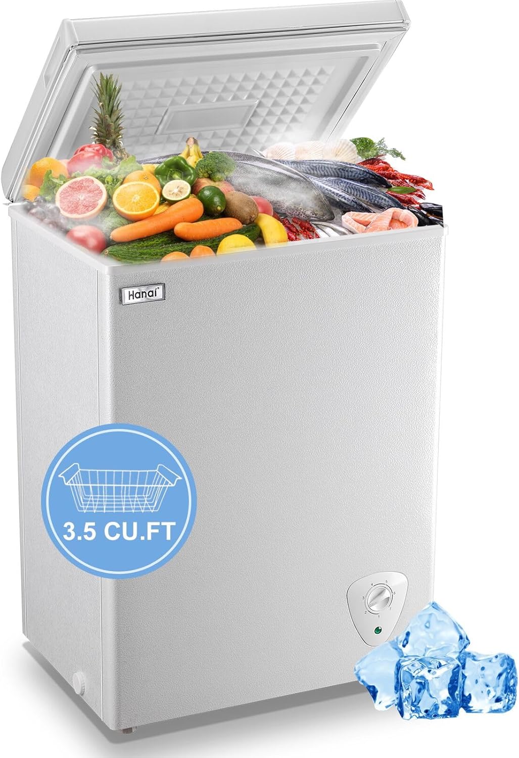 WANAI 3.5 Cubic Feet Chest Freezer for Home and Office Use