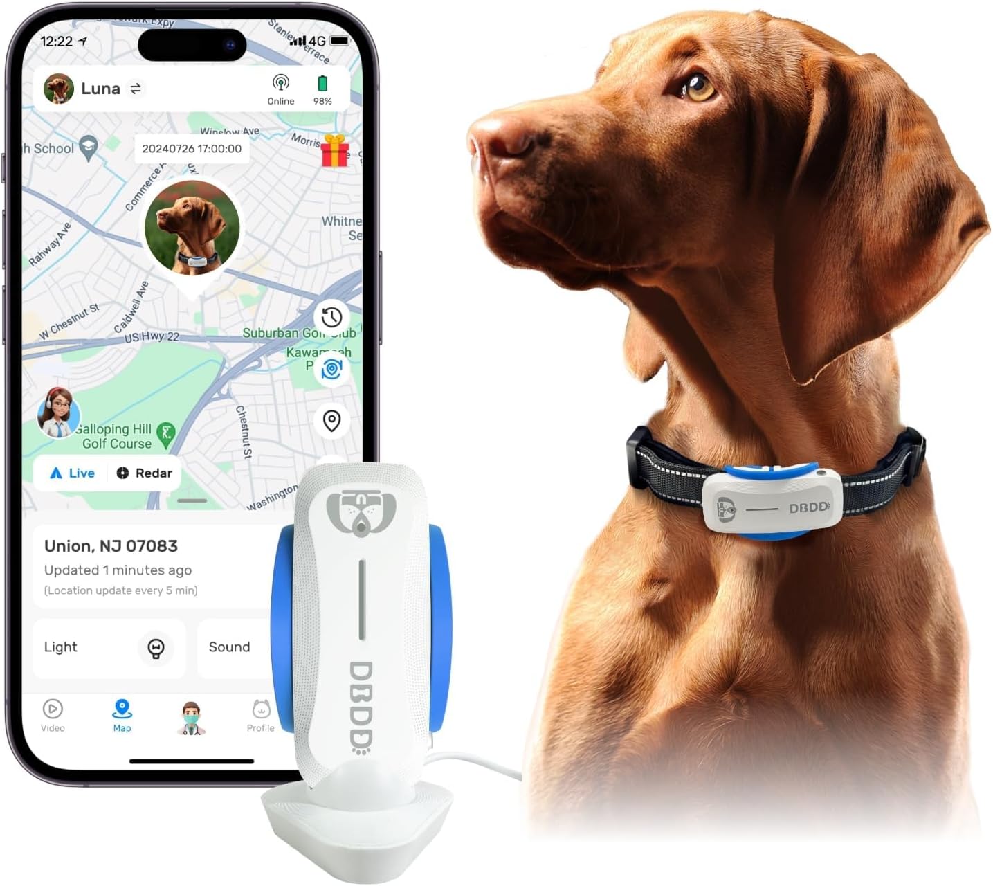 Dog GPS Tracker with Real-Time Location and Escape Alerts