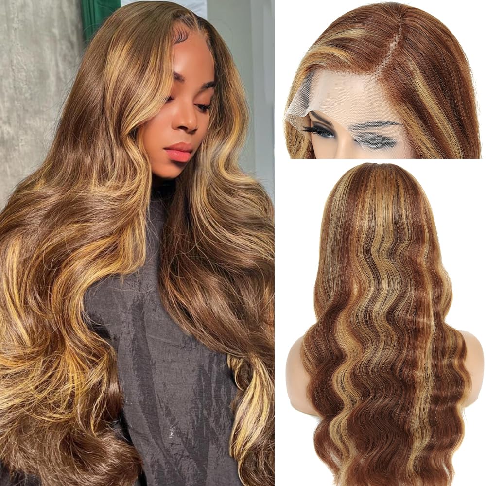 Highlight Ombre Lace Front Wig Human Hair 30 Inch Body Wave