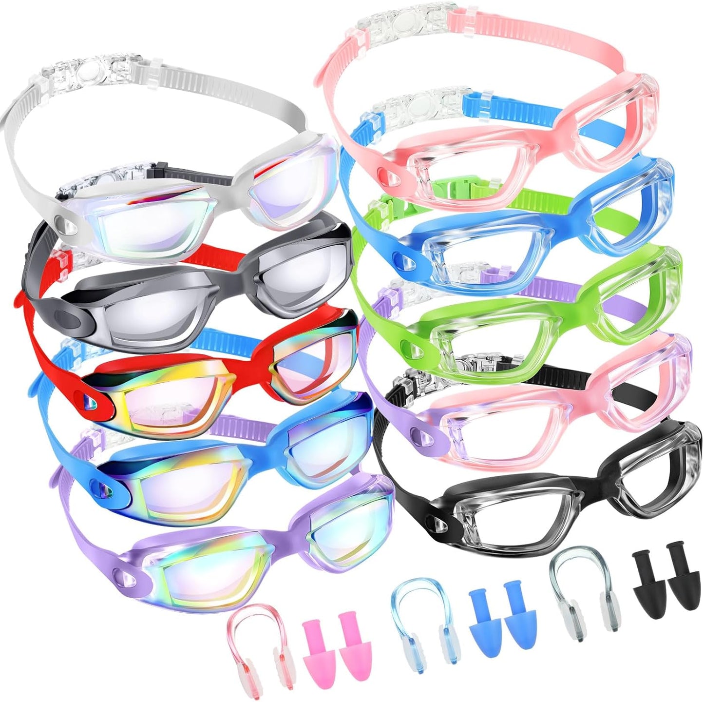 Konohan 10 Pack Swim Goggles for Kids and Adults - Anti Fog