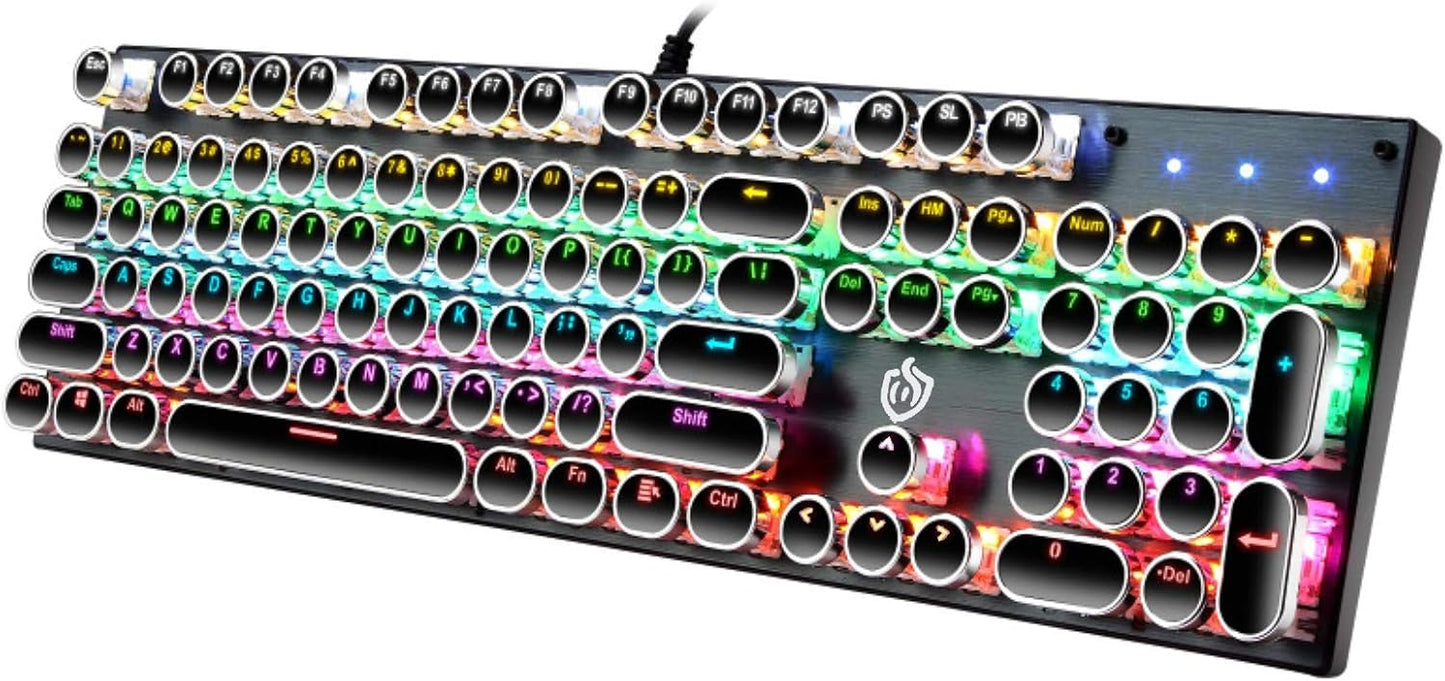 Typewriter Style Mechanical Gaming Keyboard with LED Backlight