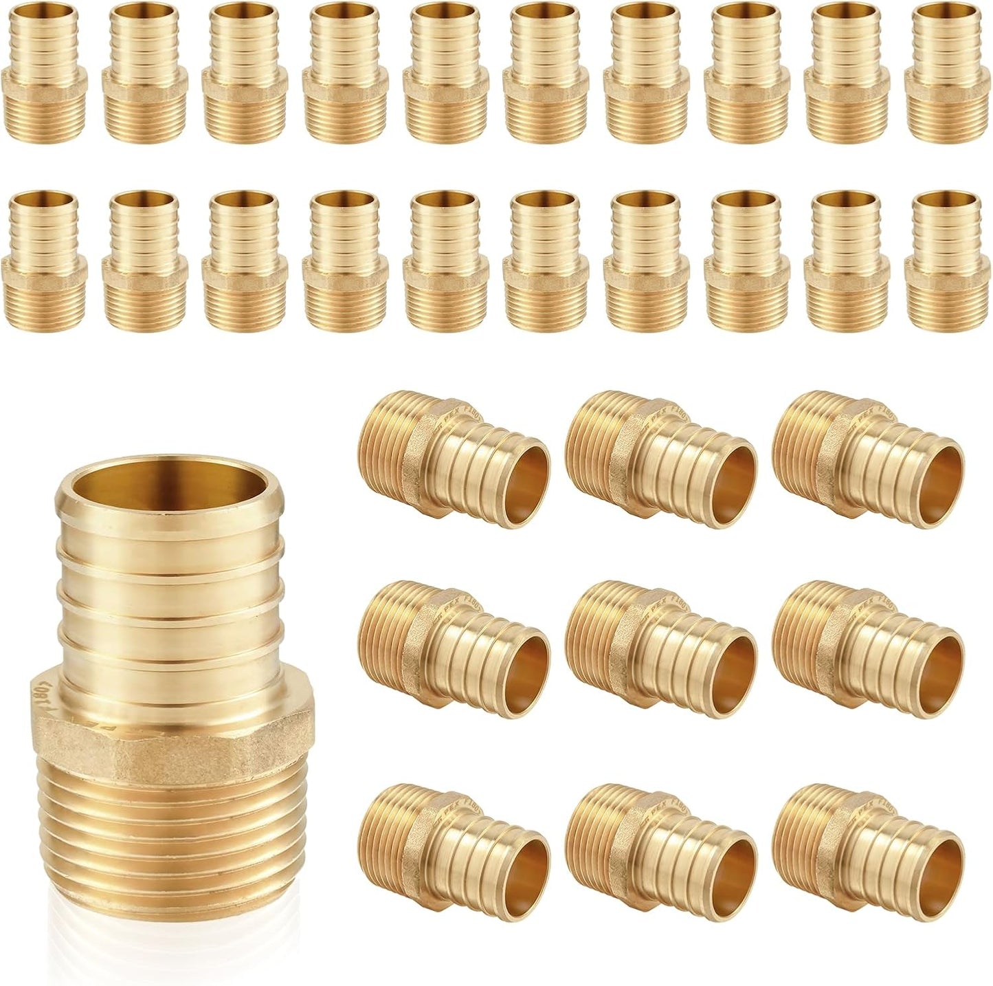 PEX Fittings 30-Pack Brass Crimp Adapters for Plumbing Needs