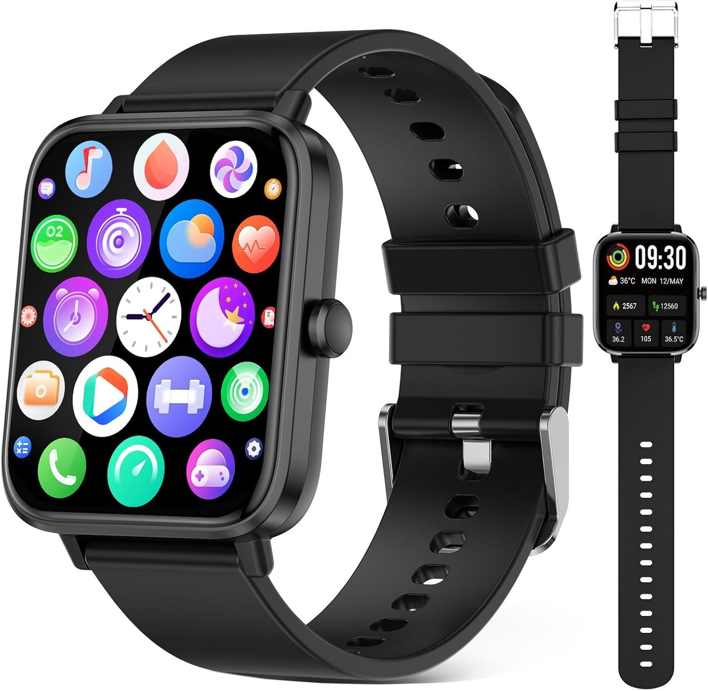 Smart Fitness Watch - Receive Calls, Read Messages, Track Health - 1.83 HD Screen - IP67 Waterproof - Sport Tracker