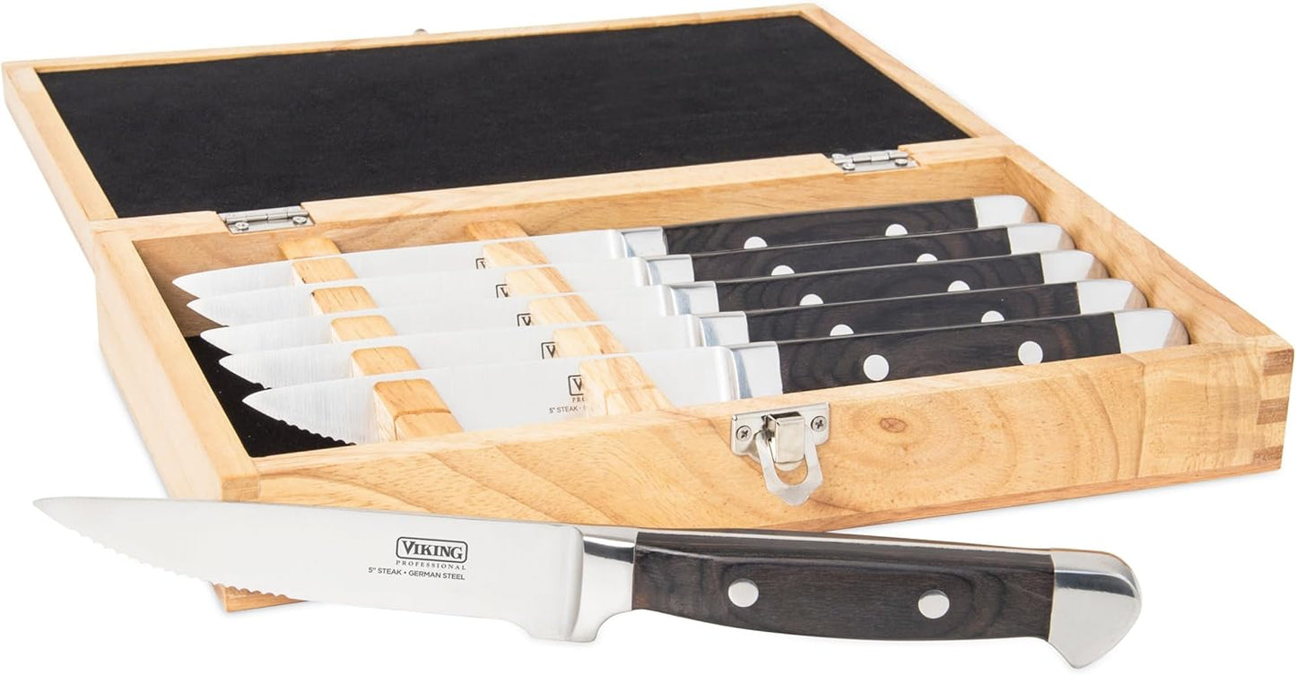 Viking 6-Piece Steak Knife Set With Box for Perfect Cuts