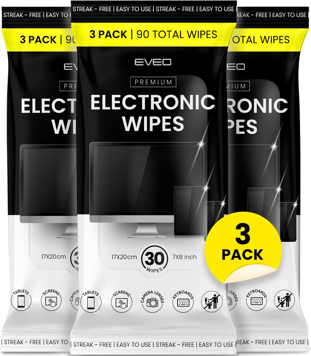 EVEO Screen Cleaner Wipes - Crystal Clear Screens