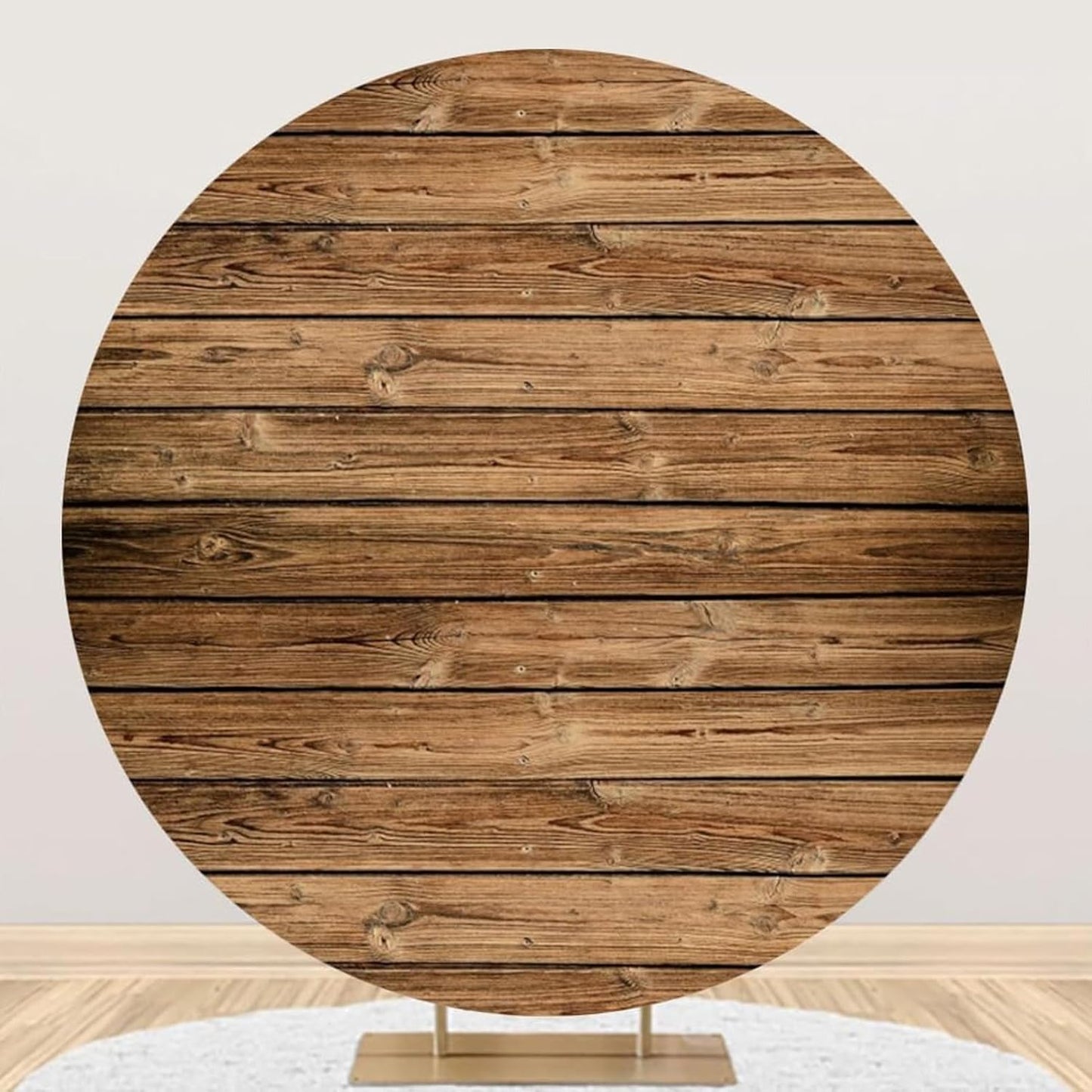 Rustic Wood Round Backdrop Cover for Parties and Events Decor