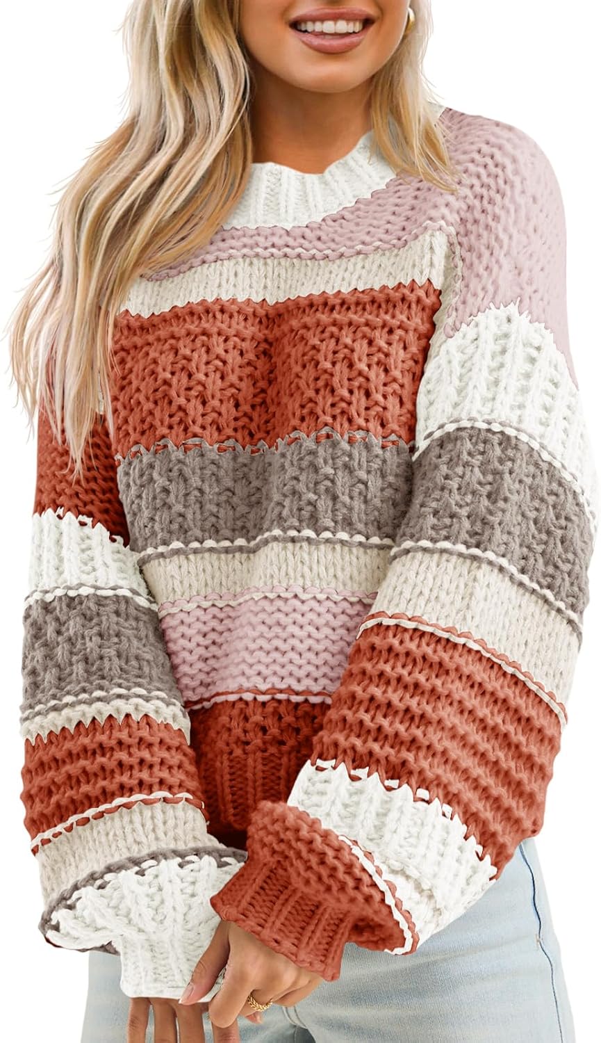 Saodimallsu Womens Color Block Sweater for Stylish Fall Looks