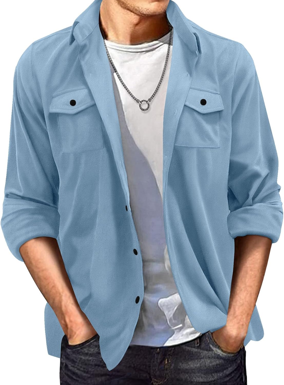 Kenhansion Men's Lightweight Suede Shacket - Stylish & Versatile!