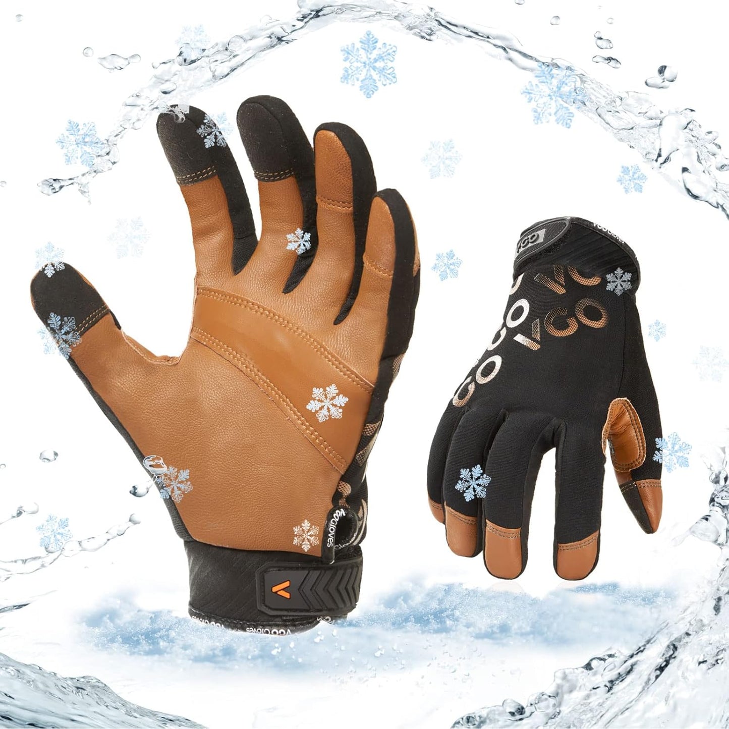 Vgo 1-Pair Winter Warm Waterproof Mechanic Gloves for Dexterity