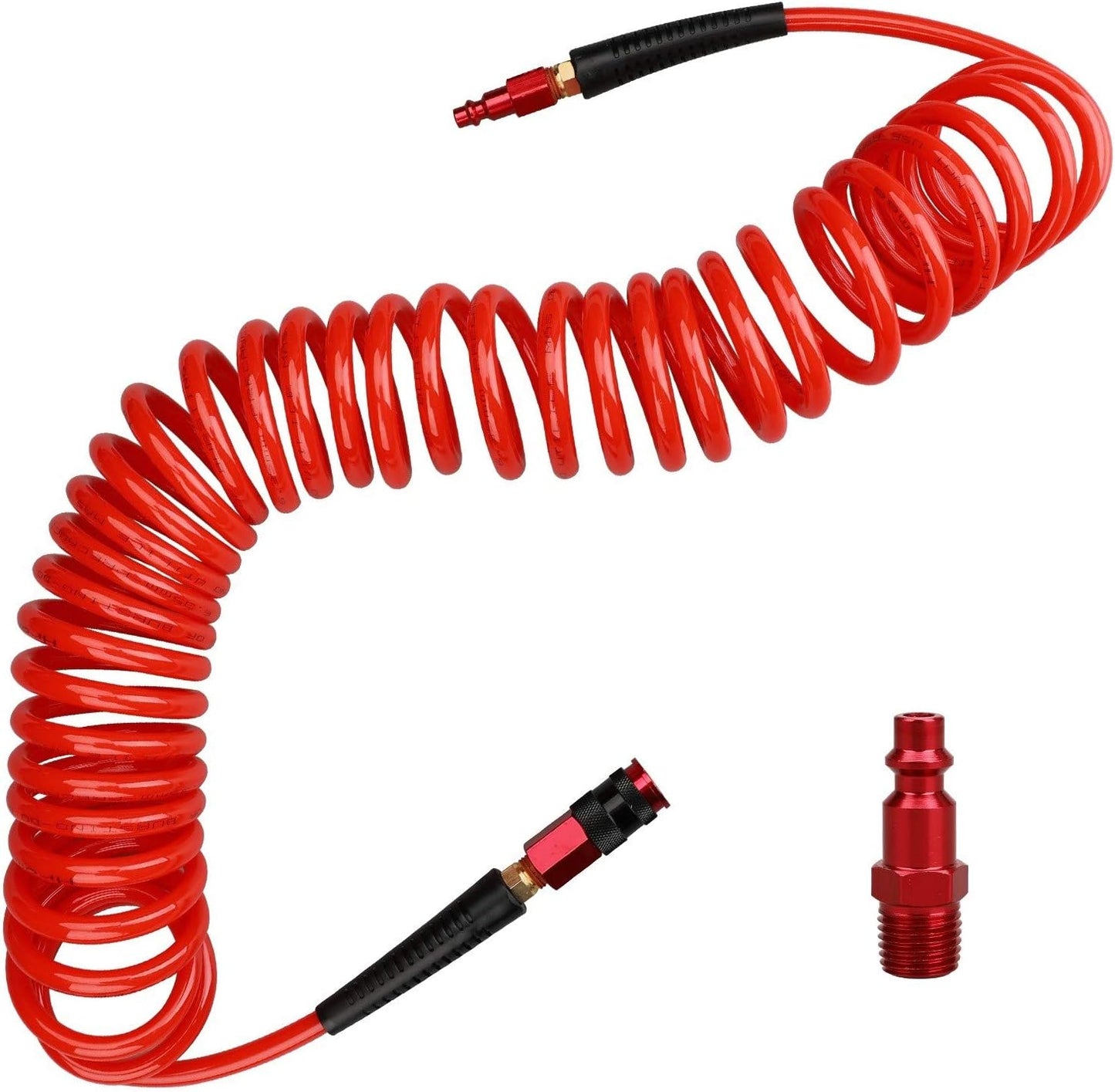 25ft Poly Recoil Air Hose w/ Quick Coupler & Plug Kit