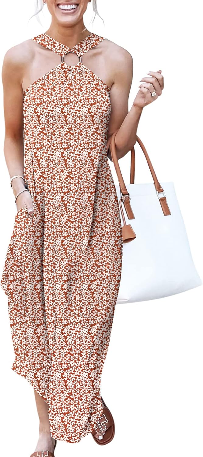 Stunning Women Summer Halter Neck Sundress for Beach Vacations