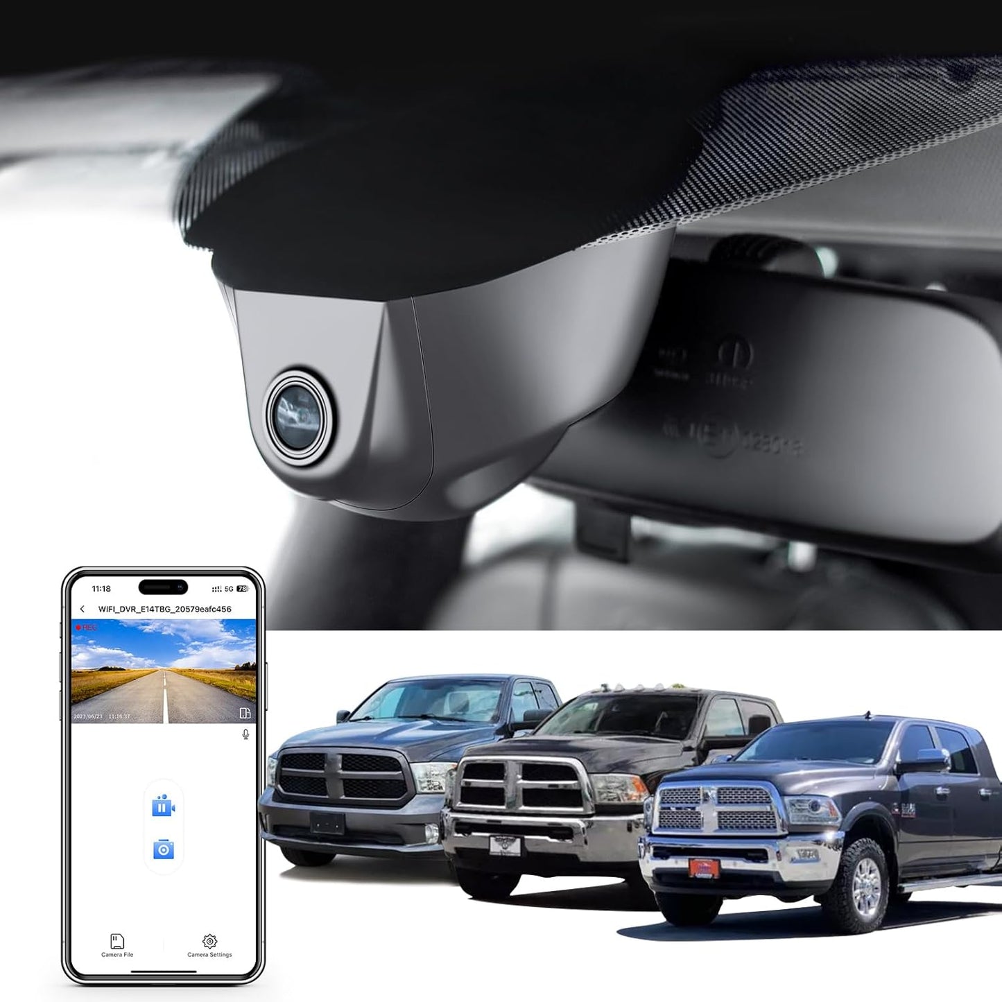4K Dash Cam for 4th Gen Dodge RAM 1500/2500/3500 2013-2018