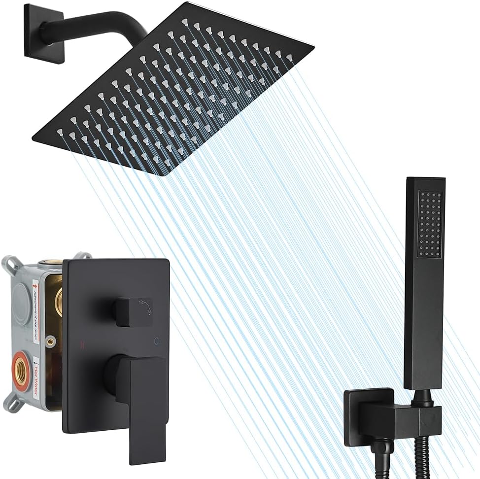 Rain Shower System with High Pressure 8-Inch Shower Head