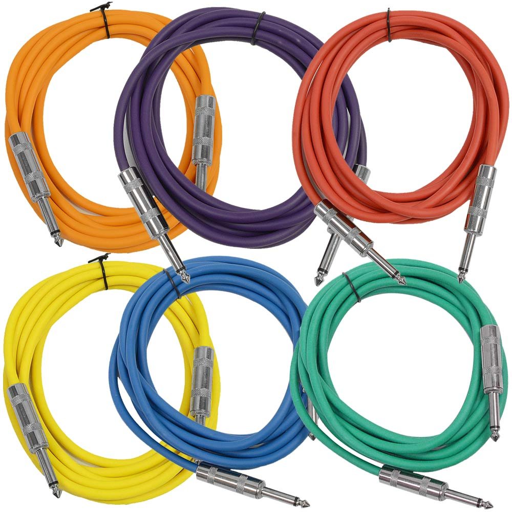 Seismic Audio 10ft Colored TS Guitar Cables - Superior Sound Quality