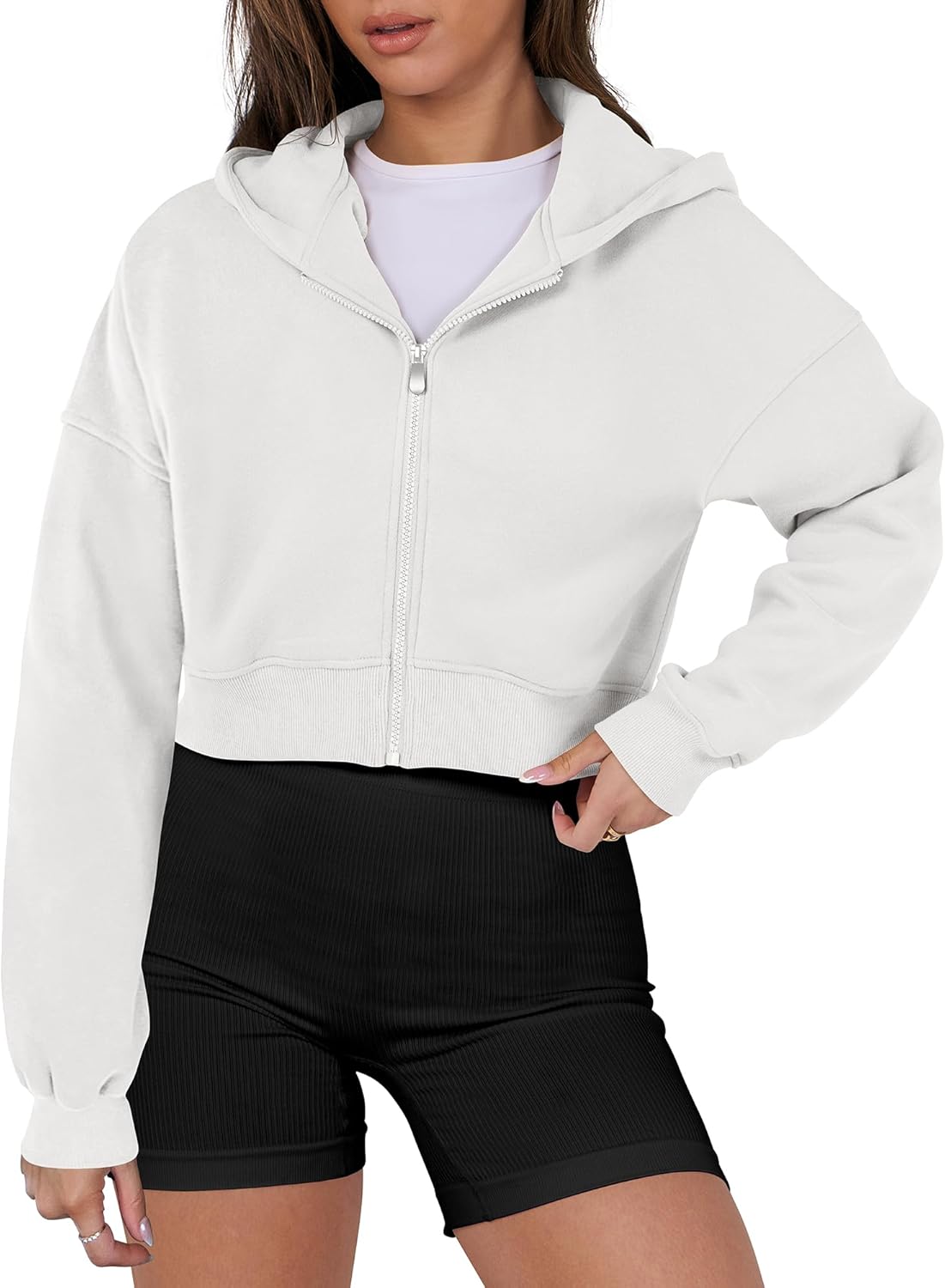 ANRABESS Zip-Up Crop Hoodie - Trendy Fall Style