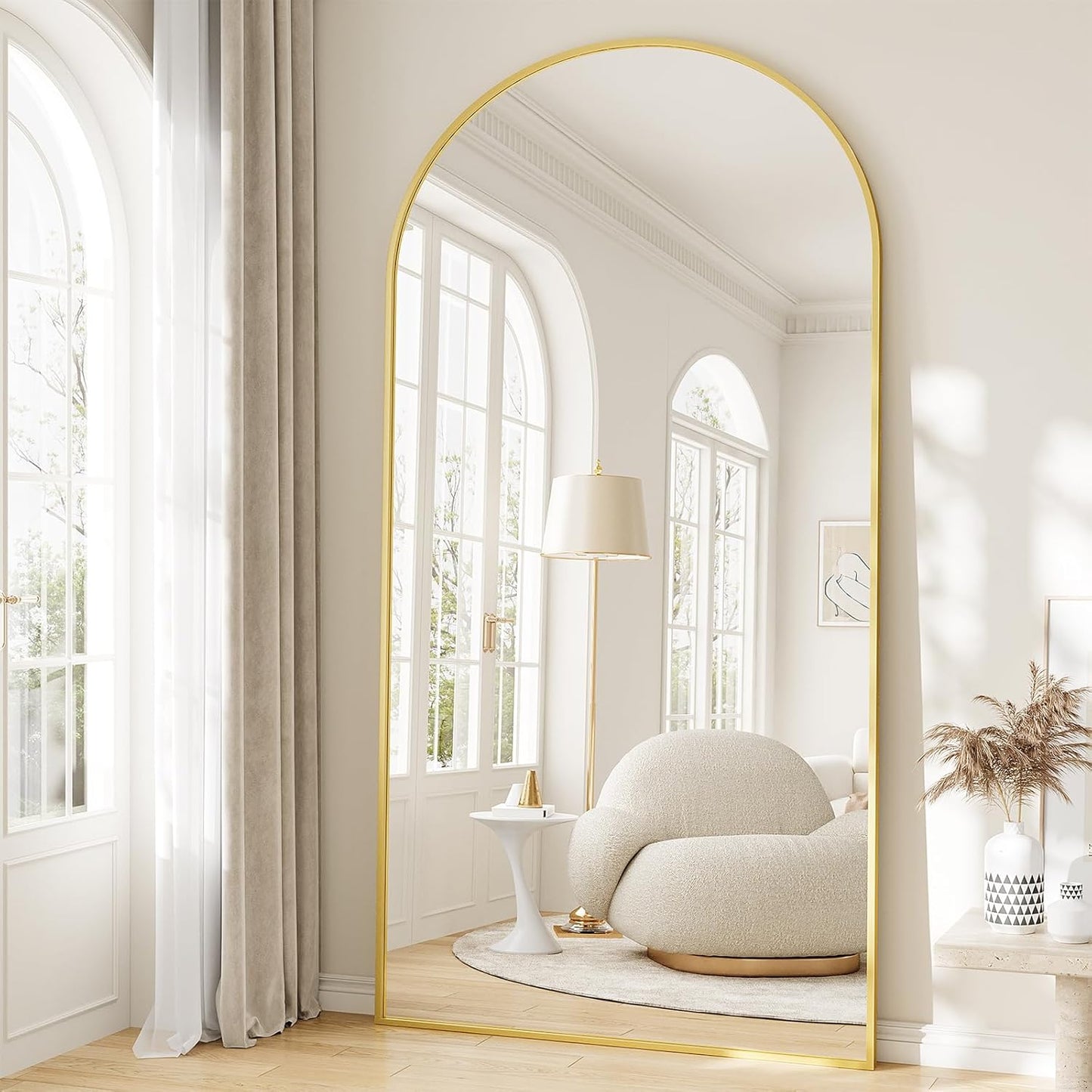 Large Full Length Mirror with Arched Design for Any Room