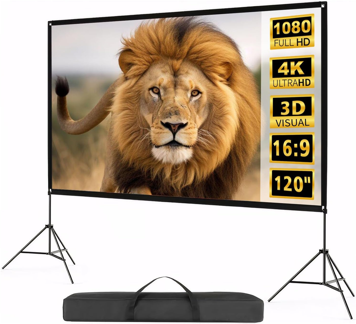 120 Portable Outdoor Projector Screen: 4K HD, Wrinkle-Free