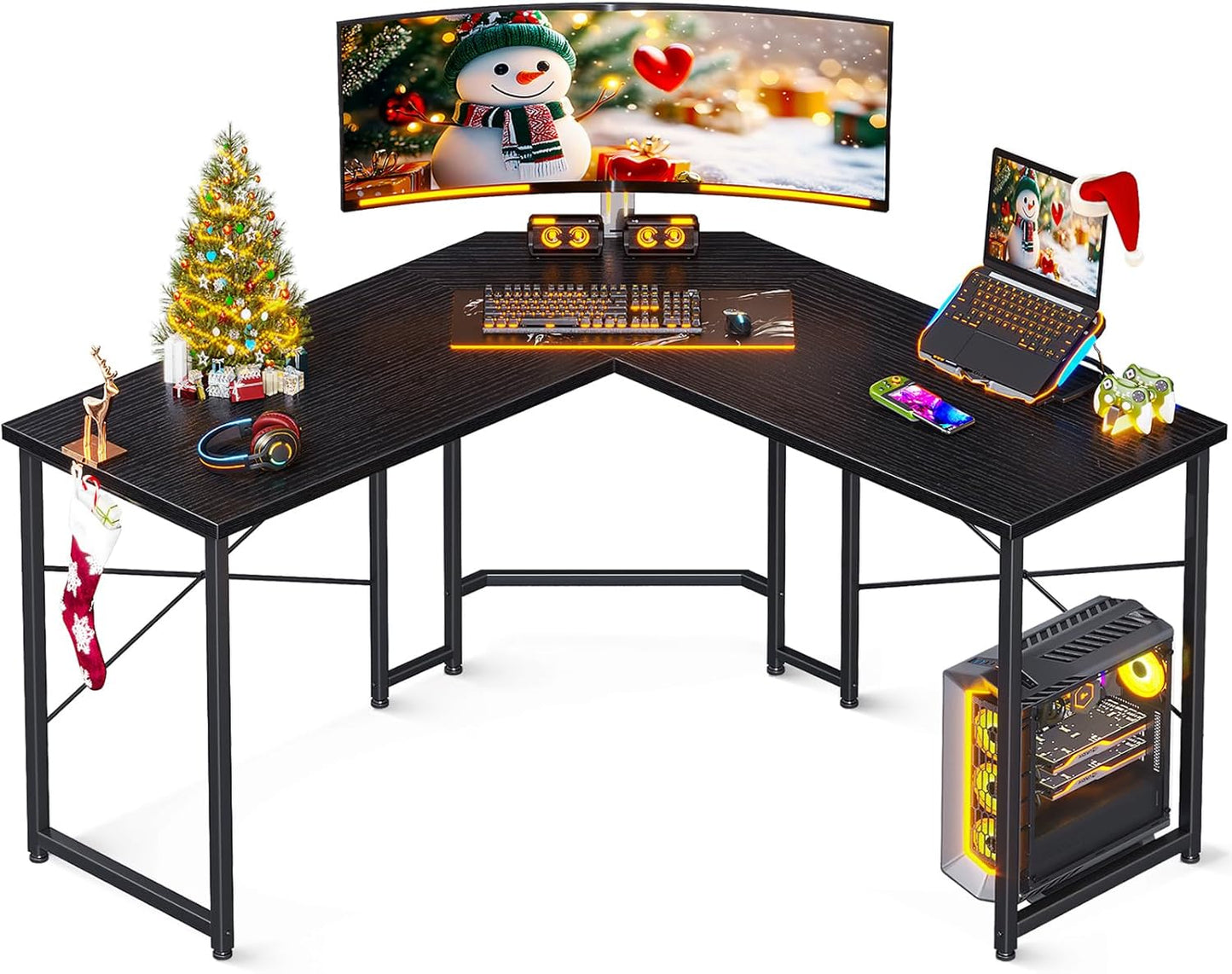 Casaottima L Shaped Gaming Desk for Home Office and Gaming