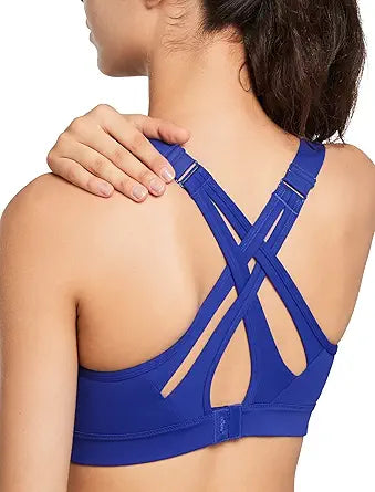 Yvette Sports Bra High Impact Adjustable Criss Cross Back Support